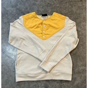 Cotopaxi WM  Pullover Teca Fleece Sweater Yellow/cream Snap Button/art Retro